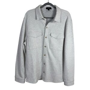 Vince Double Knit Cotton Blend Pique Shirt Jacket Size XL Heather Gray Shacket